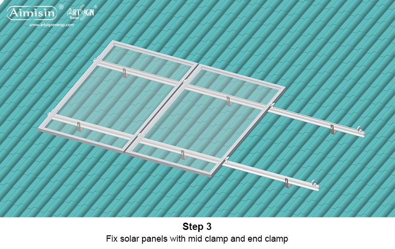 ART SIGN Pitched tile roof solar mounting brackets installation step